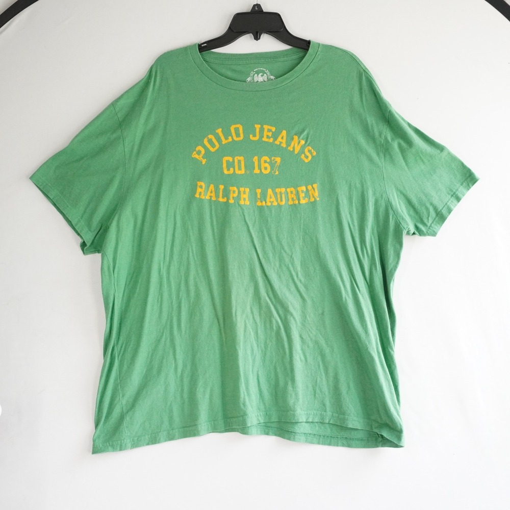 VTG 90s Polo Jeans Co Ralph Lauren Men XL Green Graphic T-Shirt Short Sleeve Y2K